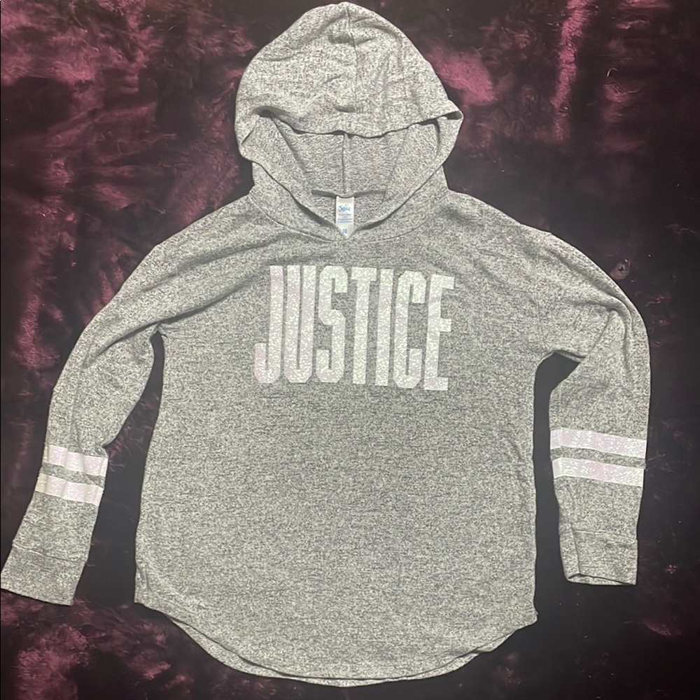 Justice Gray Heathered Sweatshirt Hoodie